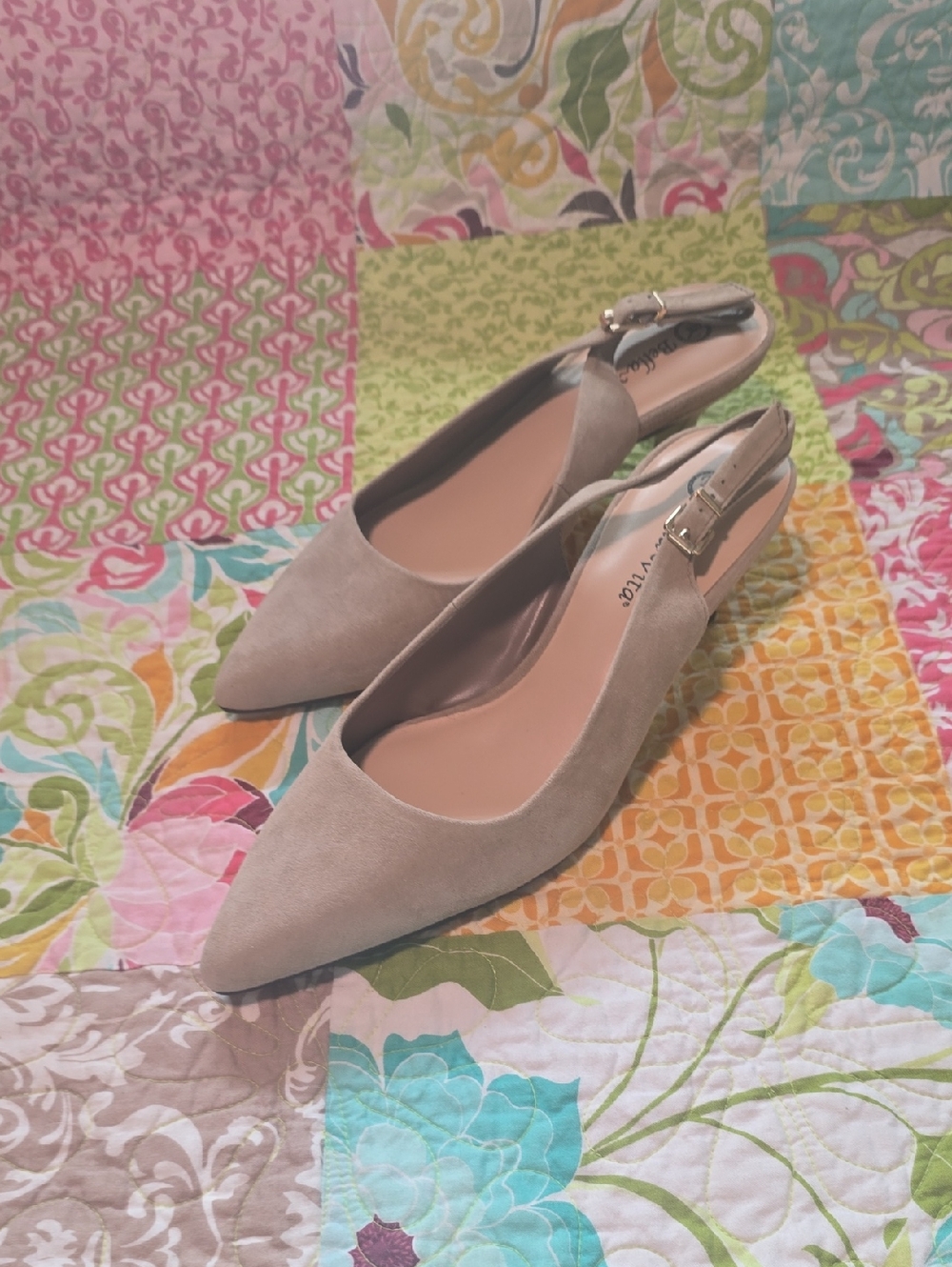 Bella Vita Taupe Pointed-Toe Slingback Heels